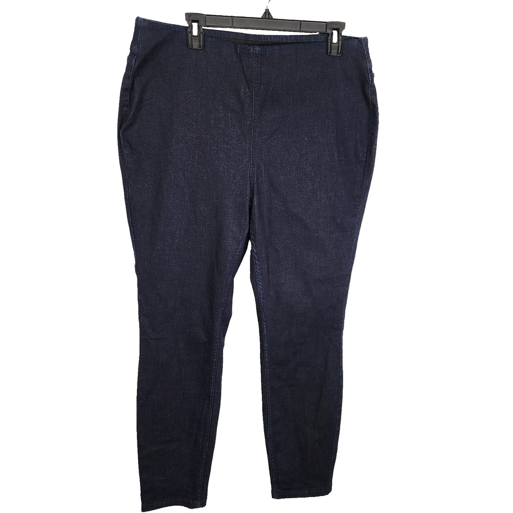 Denim & Co. Womens EasyStretch Pull-On Jeggings Size 16 Regular Dark Wash Ankle
